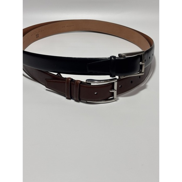 Trafalgar Set-2 Mens Dress Belts 36 Hand Polished Cortina Leather Brown & Black - Picture 1 of 15